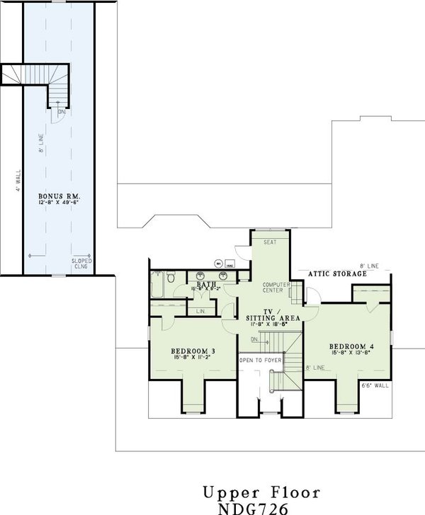 House Blueprint - Country Floor Plan - Upper Floor Plan #17-3456