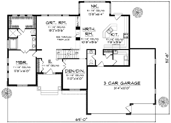Home Plan - Colonial Floor Plan - Main Floor Plan #70-622