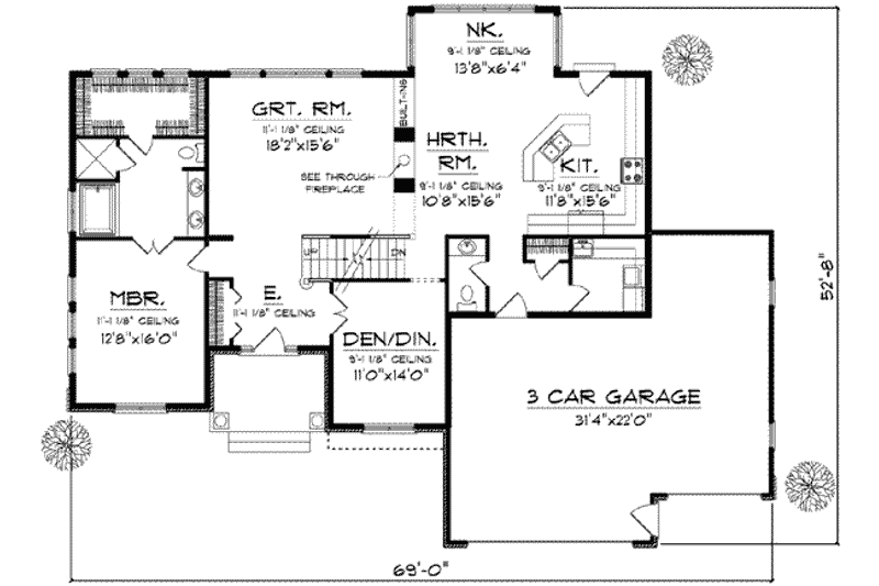 Home Plan - Floor Plan - Main Floor for Colonial House Plan #70-622 - 4 bed, 2.5 bath