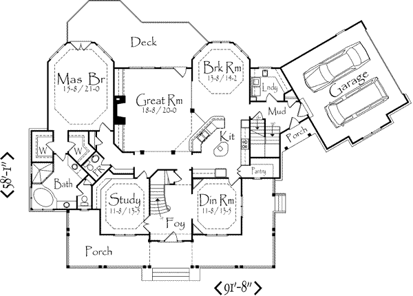Country Floor Plan - Main Floor Plan #71-122