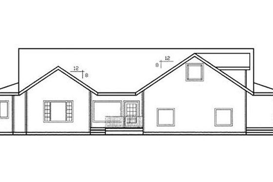 Exterior - Rear Elevation for Ranch House Plan #60-102 - 3 bed, 3 bath