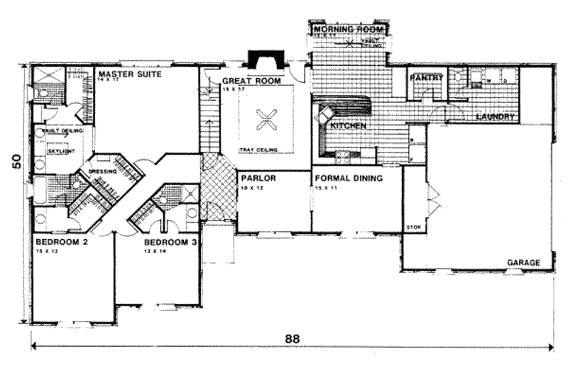Home Plan - Floor Plan - Main Floor for Ranch House Plan #30-178 - 3 bed, 2.5 bath