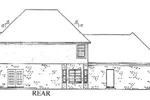 Exterior - Rear Elevation for European House Plan #16-205 - 3 bed, 2.5 bath
