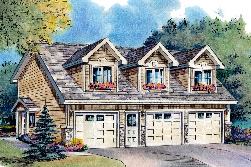 House Plan Design - Country Garage with living space plan