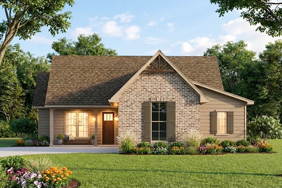Exterior - Front Elevation 3 for Cottage House Plan #406-9657 - 3 bed, 2 bath