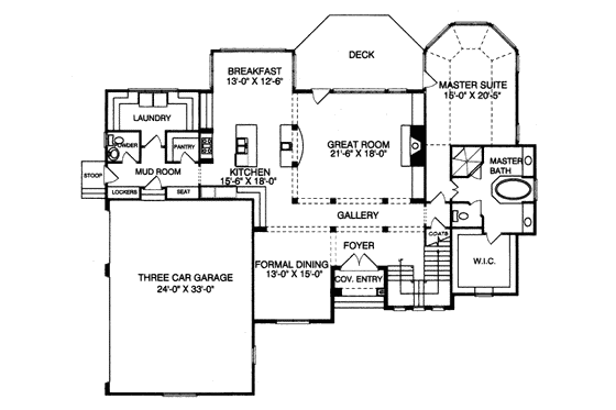 Floor Plan - Main Floor for European House Plan #413-818 - 4 bed, 3.5 bath