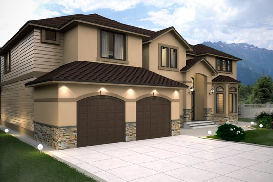Exterior - Front Elevation 3 for Contemporary House Plan #1066-16 - 4 bed, 4.5 bath
