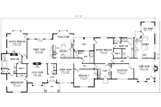 Floor Plan - Main Floor for Adobe / Southwestern House Plan #1-908 - 5 bed, 3 bath