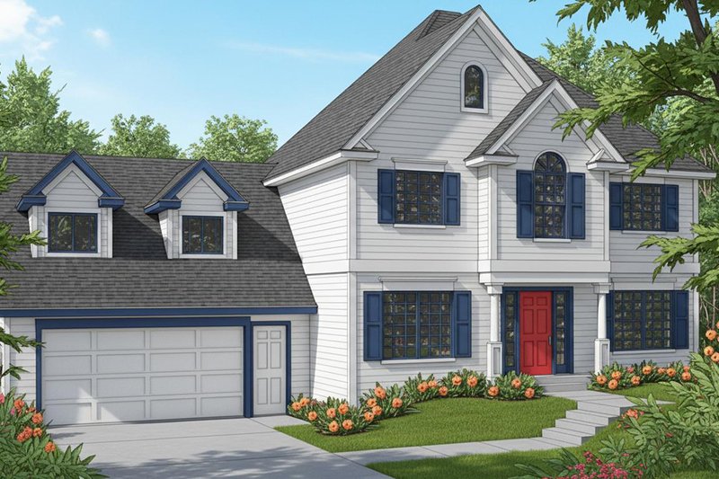 Colonial Style House Plan - 3 Beds 2.5 Baths 2187 Sq/Ft Plan #97-224 Exterior