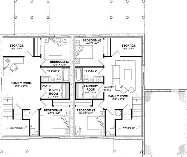 House Blueprint - Craftsman Floor Plan - Lower Floor Plan #23-2862