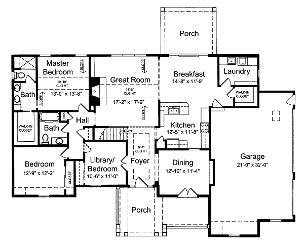 Bungalow Floor Plan - Main Floor Plan #46-420