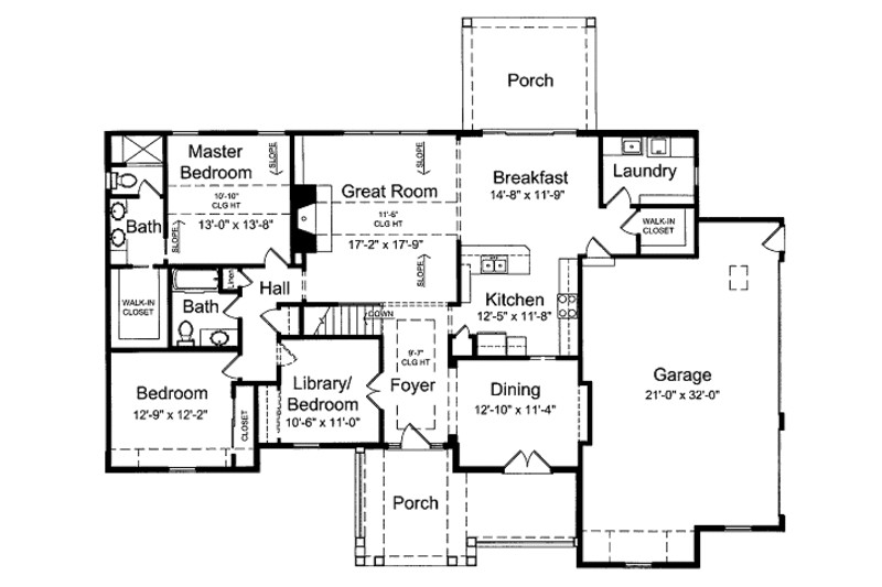 Bungalow Style House Plan - 3 Beds 2 Baths 1940 Sq/Ft Plan #46-420 ...