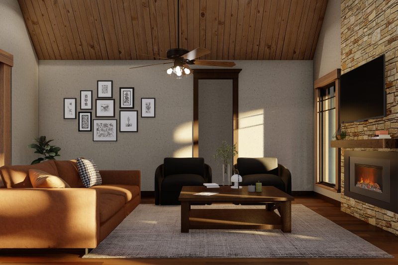 House Blueprint - Interior - Family Room 1 for European House Plan #17-2222 - 3 bed, 2 bath