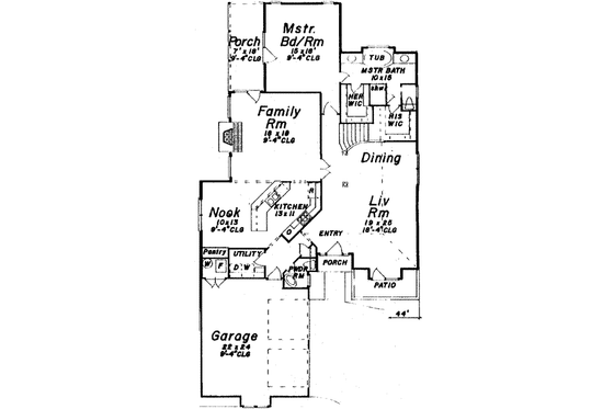 Floor Plan - Main Floor for European House Plan #52-166 - 3 bed, 3 bath