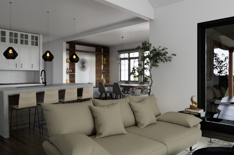 Architectural House Design - Interior - Family Room 1 for Farmhouse House Plan #1112-16 - 4 bed, 3 bath