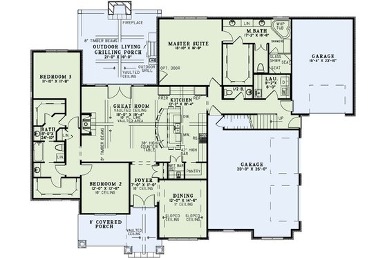 Floor Plan - Main Floor for European House Plan #17-2496 - 3 bed, 3.5 bath