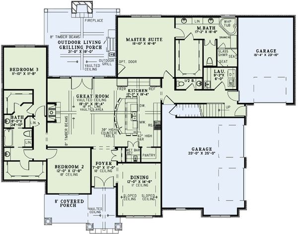 Architectural House Design - European Floor Plan - Main Floor Plan #17-2496