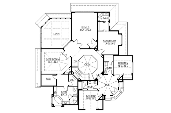 Floor Plan - Upper Floor for European House Plan #132-168 - 4 bed, 3.5 bath