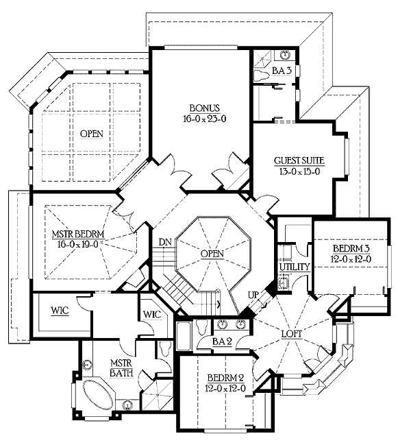 House Blueprint - European Floor Plan - Upper Floor Plan #132-168