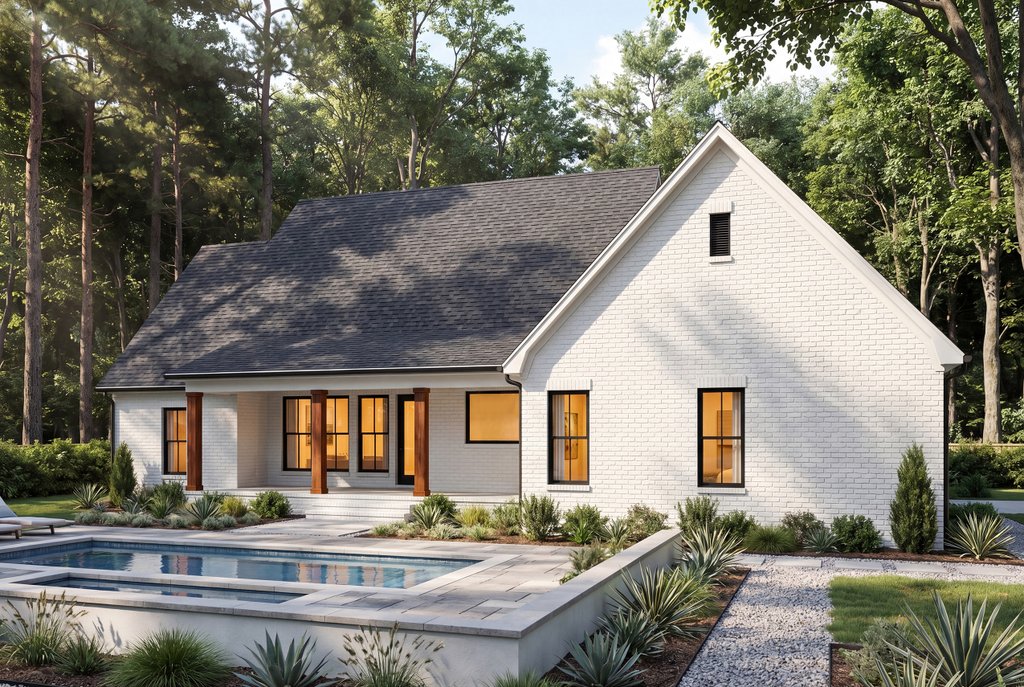 Exterior - Rear Elevation 1 for Farmhouse House Plan #430-235 - 3 bed, 2 bath