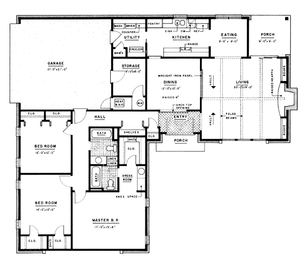House Design - Ranch Floor Plan - Main Floor Plan #36-381