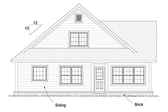 Exterior - Rear Elevation for Cottage House Plan #513-2088 - 3 bed, 2.5 bath