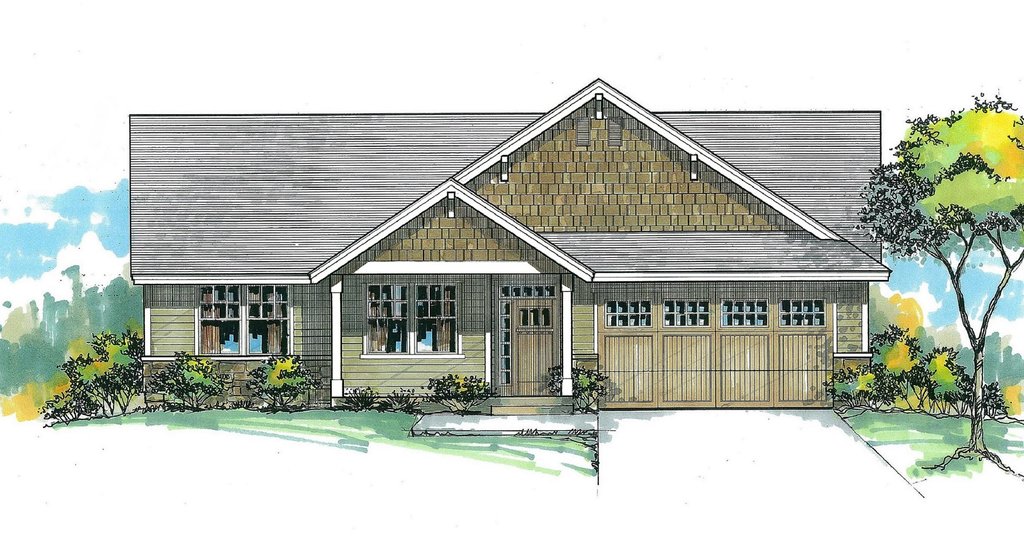 Exterior - Front Elevation 2 for Craftsman House Plan #53-573 - 3 bed, 2 bath