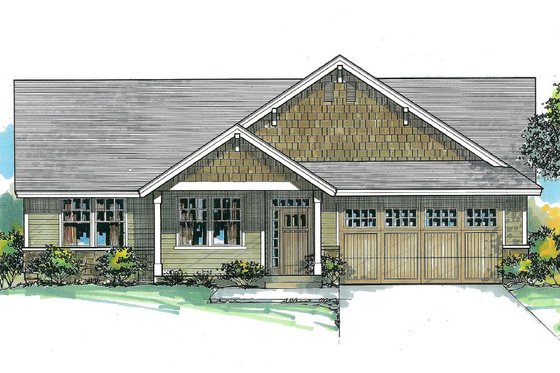 Exterior - Front Elevation for Craftsman House Plan #53-573 - 3 bed, 2 bath