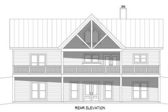 Exterior - Rear Elevation for Southern House Plan #932-830 - 2 bed, 2 bath