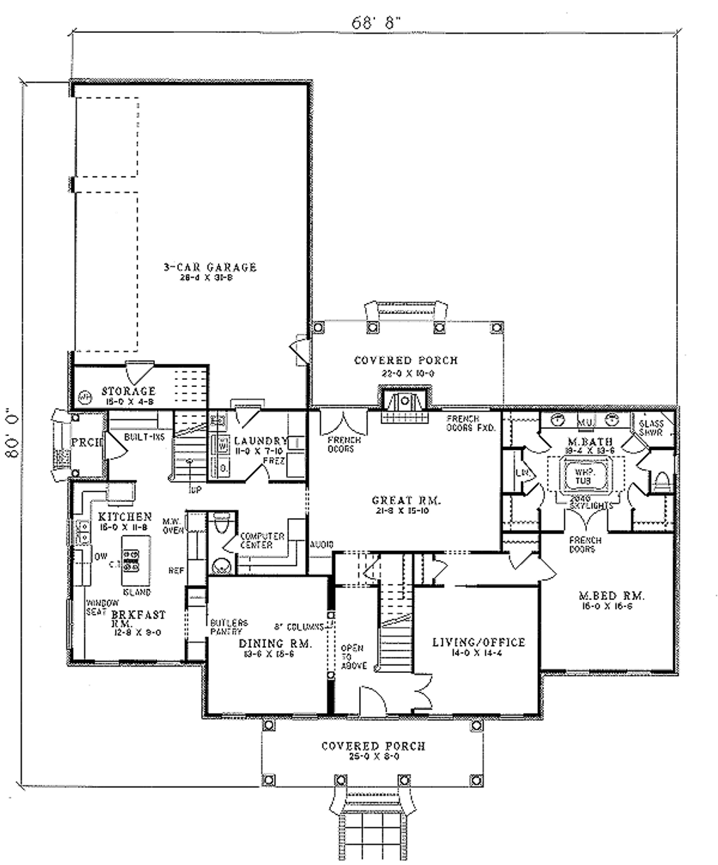 Southern Style House Plan - 5 Beds 3.5 Baths 3394 Sq/Ft Plan #17-227 ...