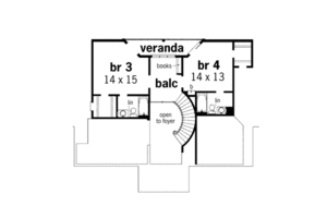 Floor Plan - Upper Floor for European House Plan #45-166 - 4 bed, 4 bath
