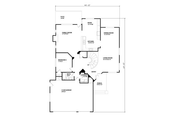 Floor Plan - Main Floor for Craftsman House Plan #515-30 - 4 bed, 3 bath