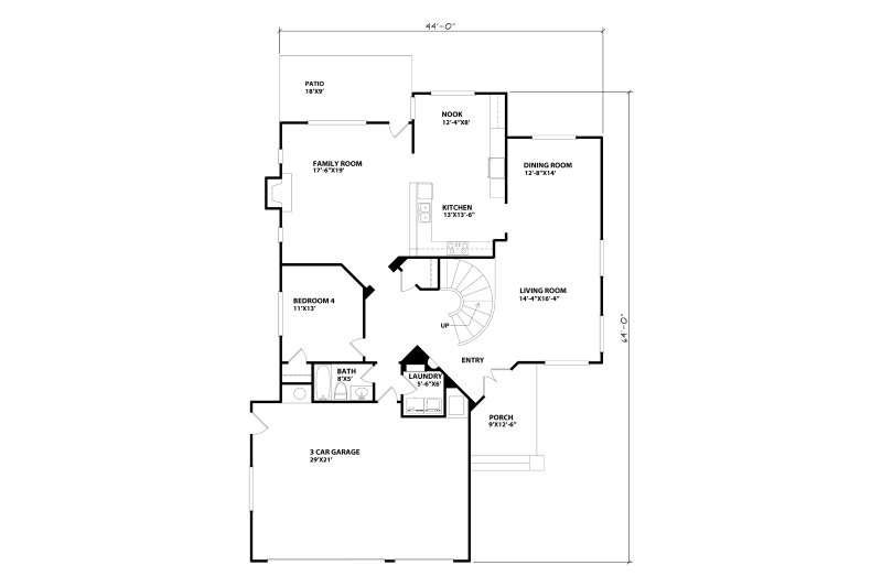 Architectural House Design - Floor Plan - Main Floor for Craftsman House Plan #515-30 - 4 bed, 3 bath