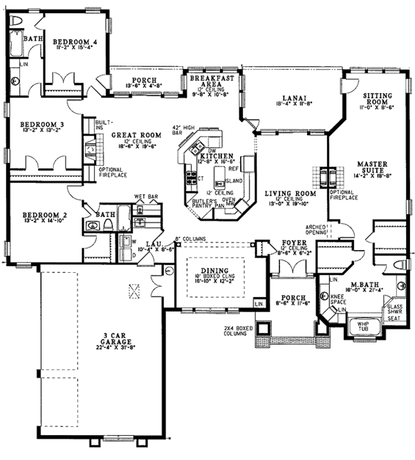 Mediterranean Floor Plan - Main Floor Plan #17-3049