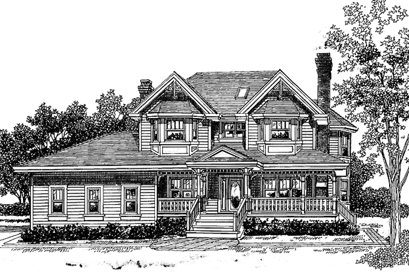 House Blueprint - Victorian Exterior - Front Elevation Plan #47-1026