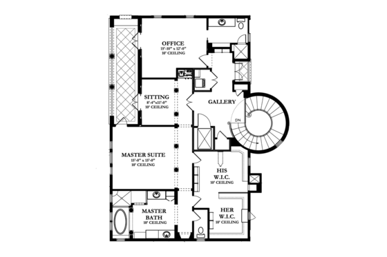 Floor Plan - Upper Floor for Mediterranean House Plan #1058-14 - 3 bed, 4.5 bath