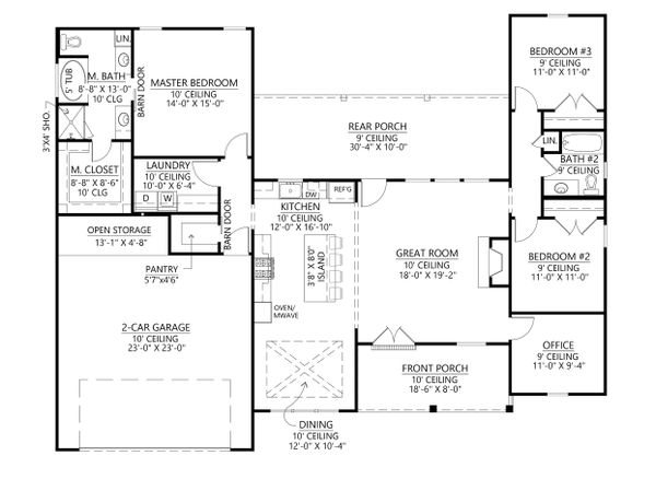 House Plan Design - Farmhouse Floor Plan - Main Floor Plan #1074-43