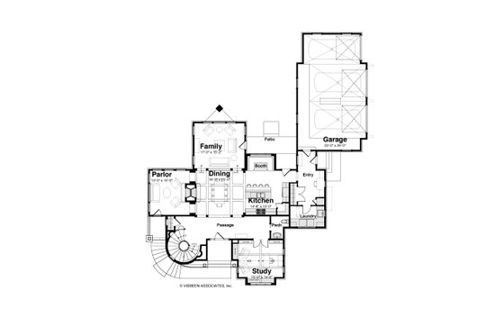 Floor Plan - Main Floor for Craftsman House Plan #928-244 - 3 bed, 2.5 bath