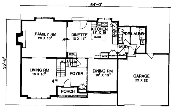 House Design - Country Floor Plan - Main Floor Plan #1001-103