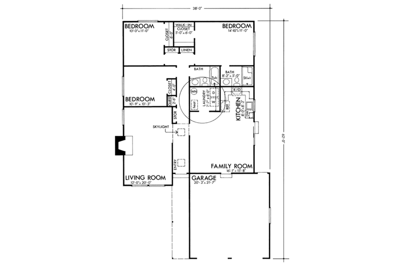 Dream House Plan - Floor Plan - Main Floor for Prairie House Plan #320-1278 - 3 bed, 2 bath