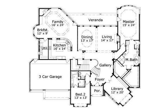 Floor Plan - Main Floor for European House Plan #411-345 - 5 bed, 4.5 bath