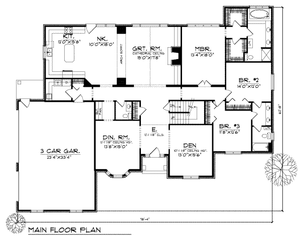 Architectural House Design - European Floor Plan - Main Floor Plan #70-517