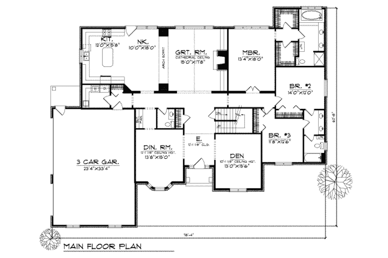 Home Plan - Floor Plan - Main Floor for European House Plan #70-517 - 5 bed, 3.5 bath