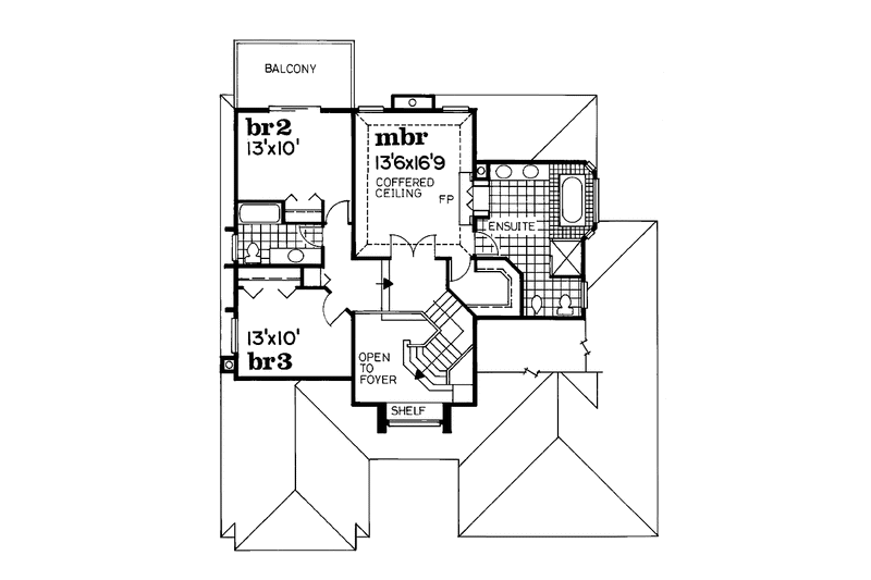 Dream House Plan - Floor Plan - Upper Floor for Prairie House Plan #47-732 - 3 bed, 2.5 bath