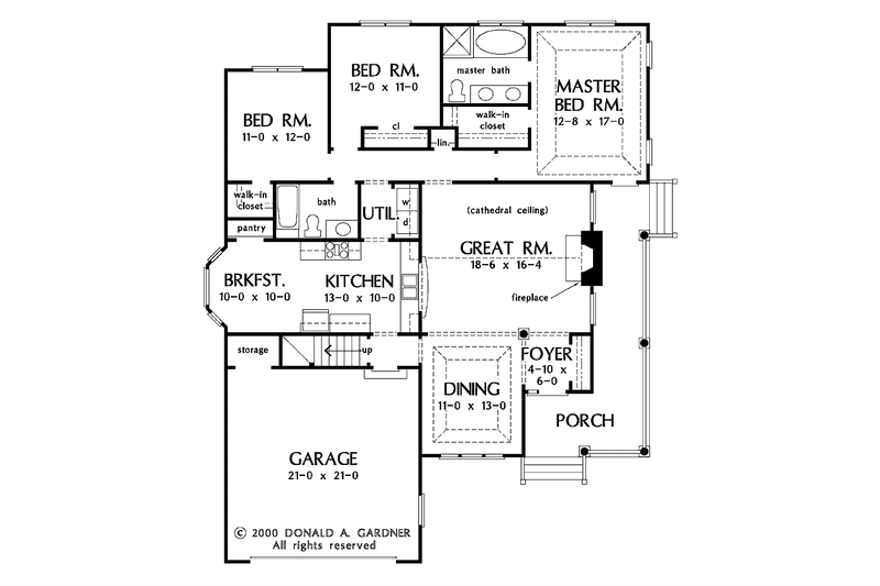 Home Plan - Floor Plan - Main Floor for Ranch House Plan #929-588 - 3 bed, 2 bath