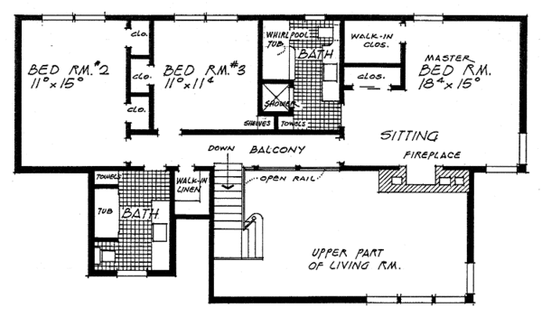 Home Plan - Traditional Floor Plan - Upper Floor Plan #315-125