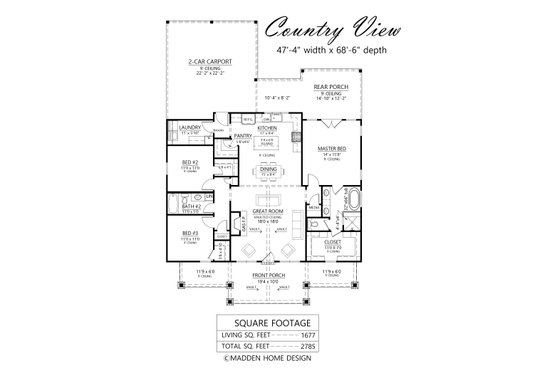 Floor Plan - Main Floor for Barndominium House Plan #1074-114 - 3 bed, 2 bath