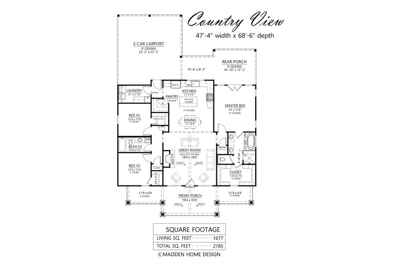 Architectural House Design - Floor Plan - Main Floor for Barndominium House Plan #1074-114 - 3 bed, 2 bath