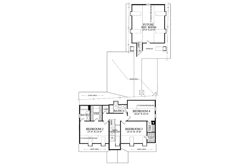 Architectural House Design - Floor Plan - Upper Floor for Colonial House Plan #137-355 - 4 bed, 3 bath