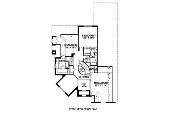 Floor Plan - Upper Floor for European House Plan #141-297 - 3 bed, 3.5 bath